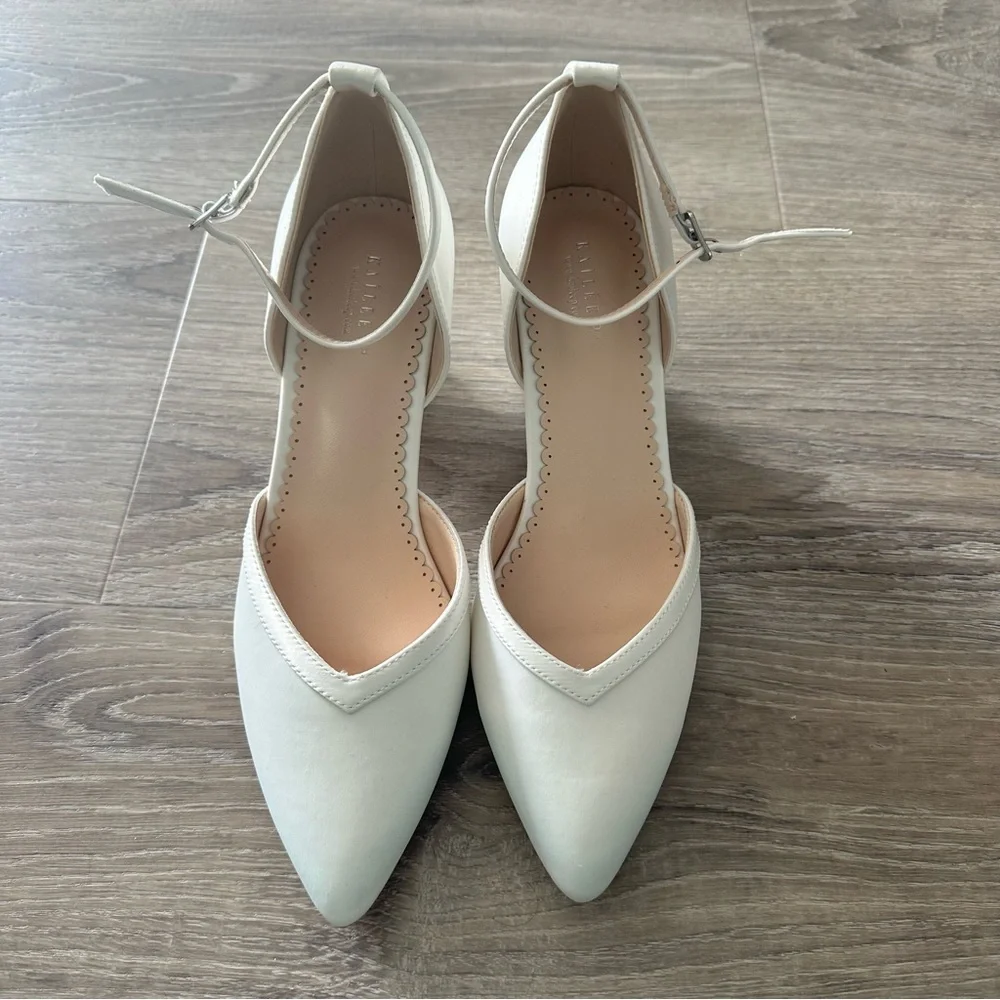 Bridal White Satin Ankle Strap Heels - Picture 3 of 13